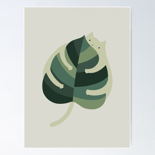 Item preview, Cat and Plant 1: Monstera Cat Hug designed and sold by ilovedoodle.