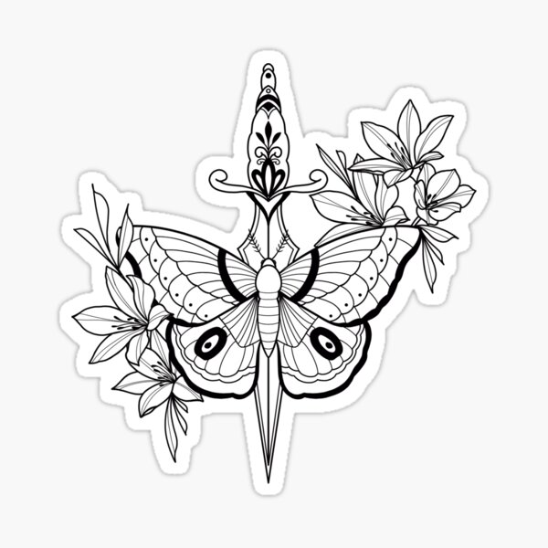 Butterfly Dagger Tattoo Design  Poster for Sale by emassketches  Redbubble
