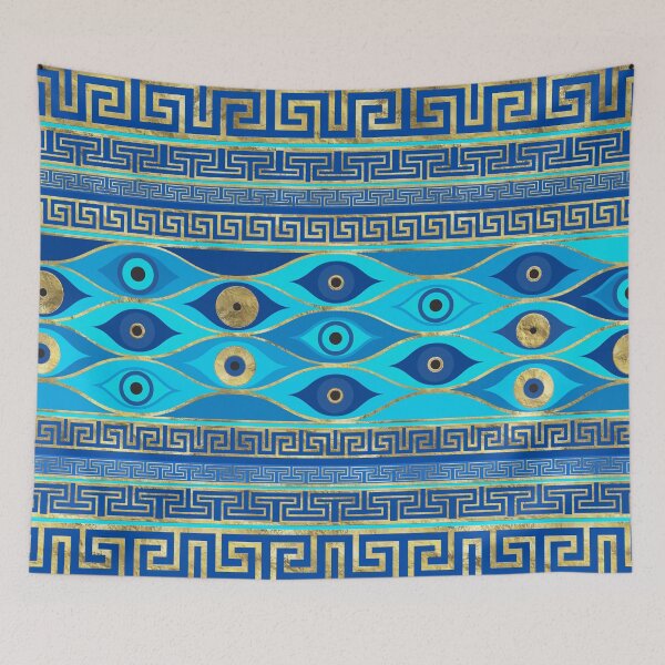 Item preview, Greek Evil Eye and Greek Key ornament designed and sold by k9printart.