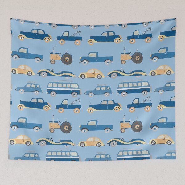 Item preview, Blue vintage hand painted cars designed and sold by Ivonne Wierink.