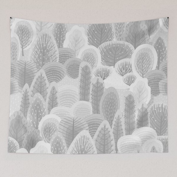 Item preview, Watercolor trees in black and white, neutral tones forest painting designed and sold by edgalum.