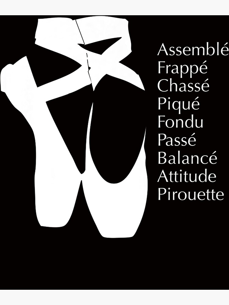 "Ballet Terms Ballerina Dance on Pointe Shoes and Tutu Outfit" Photographic Print by