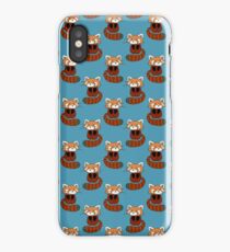 Cute Red Panda Blue Pattern iPhone Case