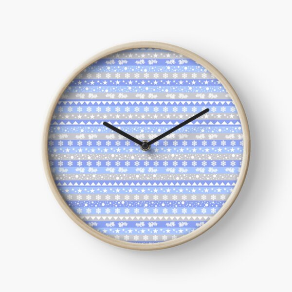Kilim hivernal bleu, blanc et gris. Horloge