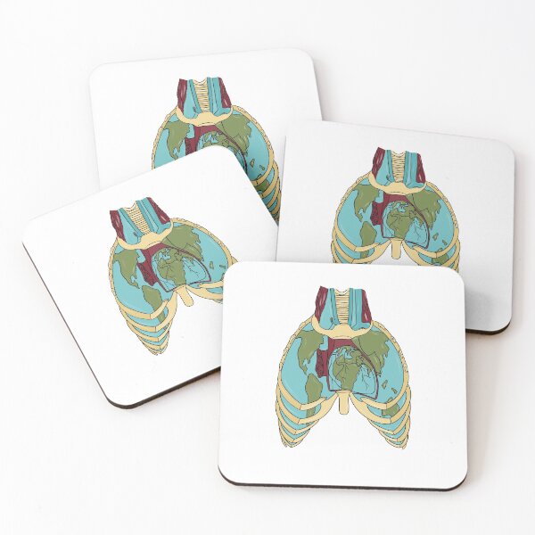 Item preview, Anatomy heart rib cage world map wanderlust travel designed and sold by carries-anatomy.