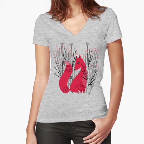 Fox in Shrub Fitted V-Neck T-Shirt