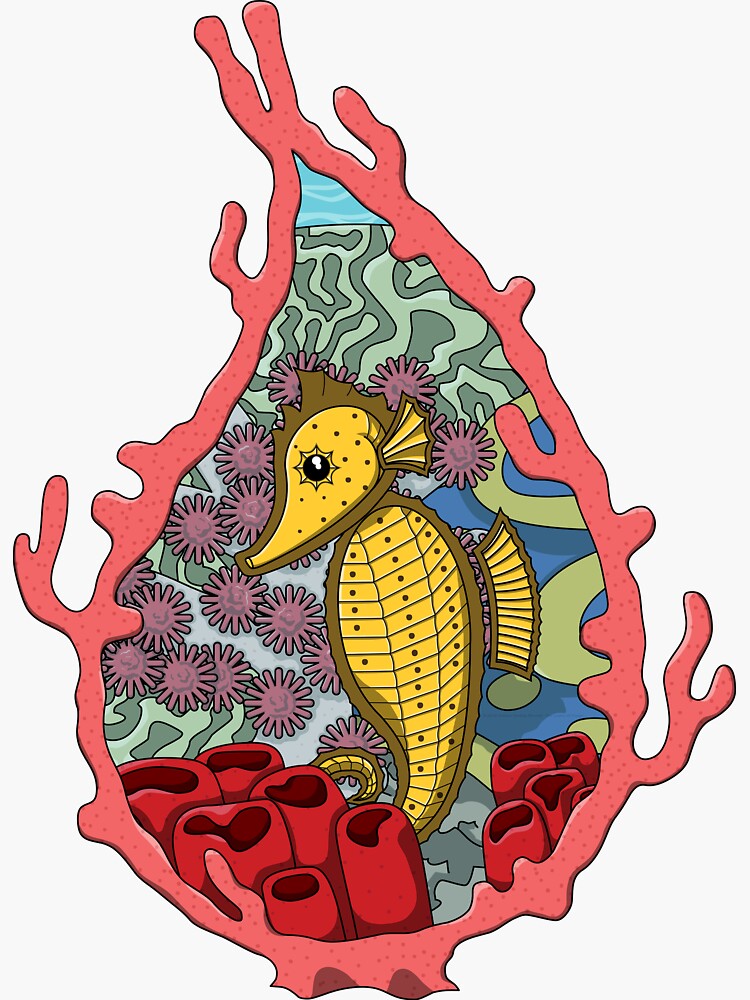 Thumbnail 3 of 3, Sticker, Tanga the Seahorse designed and sold by ValerieDesigns.
