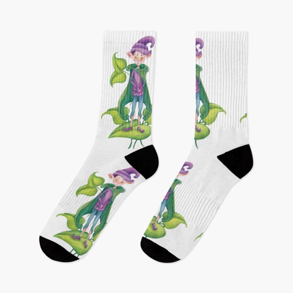 Item preview, elf on leaves watercolor illustration designed and sold by For-the-Soul.