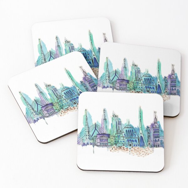 Item preview, Riga City Skyline Watercolour designed and sold by catherinekass.