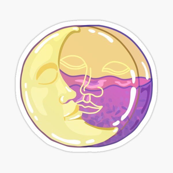 Vintage Solar Eclipse - Sun and Moon Faces Sticker