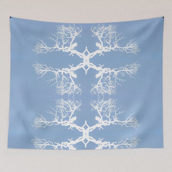 Item preview, High Post Stork Tree Silhouette Blue White designed and sold by SpiritGifts.