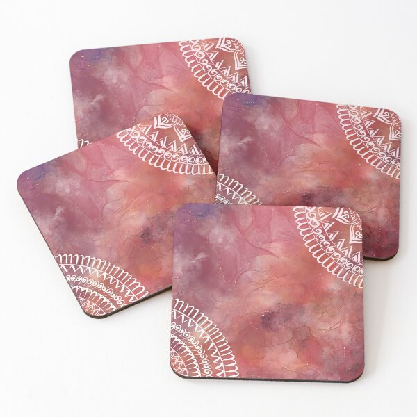 Item preview, White mandala design on warm colored background designed and sold by MandalaStone.