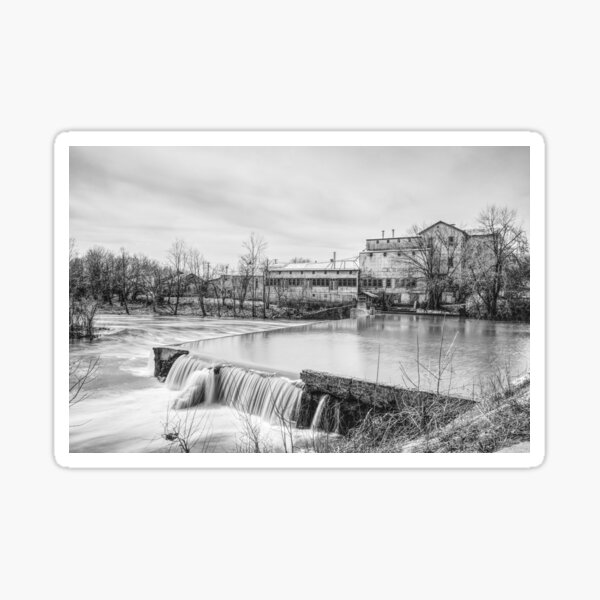 Spring Day At Ozark Mill Grayscale Sticker