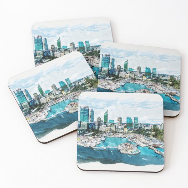 Item preview, Perth Capital of Western Australia Watercolor Travel Wanderlust Souvenir designed and sold by Naumovski.