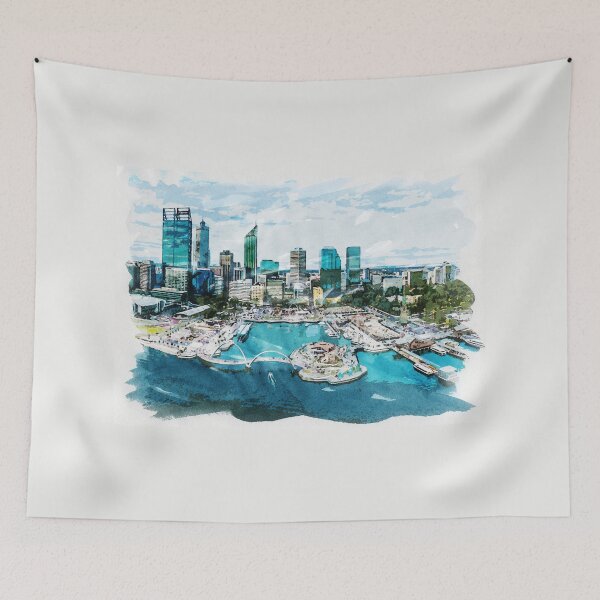 Item preview, Perth Capital of Western Australia Watercolor Travel Wanderlust Souvenir designed and sold by Naumovski.