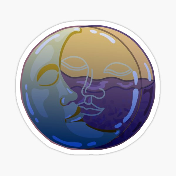 Vintage Solar Eclipse - Sun and Moon Faces Sticker