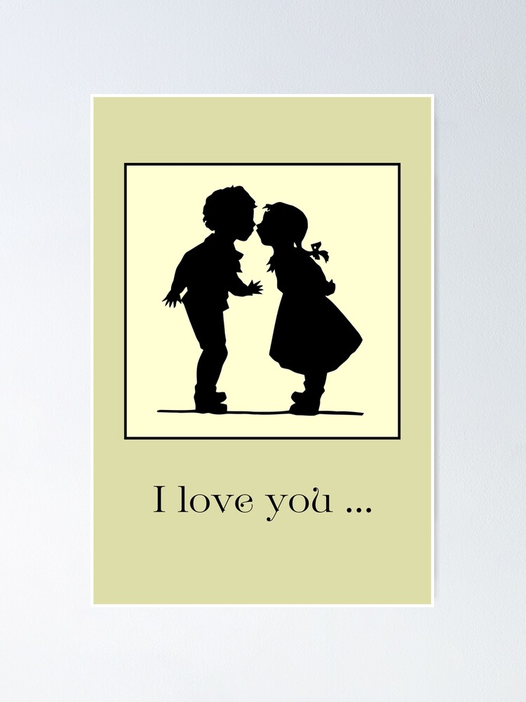 Vintage Romantic Silhouette Couple Boy And Girl Poster By pshop Redbubble