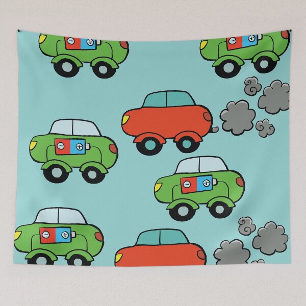 Item preview, green electric cars and red internal combustion cars designed and sold by duxpavlic.