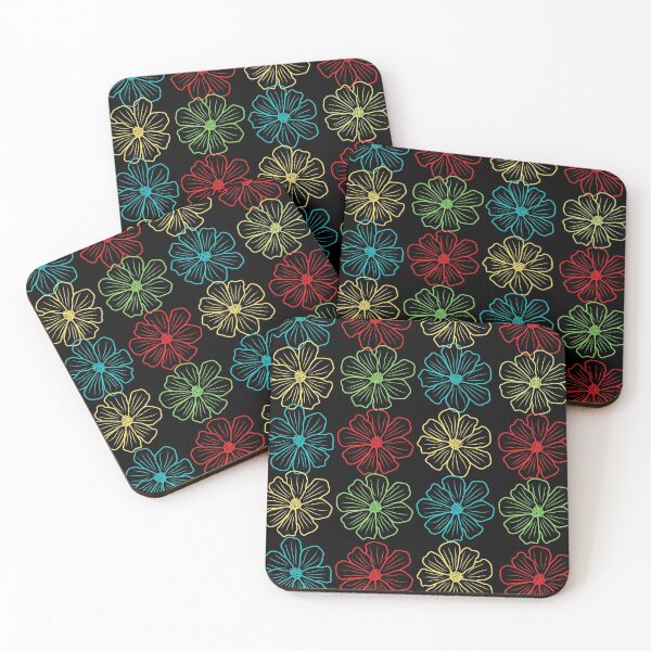 Item preview, # 114- Multicolored flowers on black background- Kook Art designed and sold by KookArt.