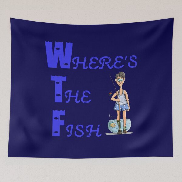 Item preview, Where's The Fish Fisherman With Fishing Pole and a Fish Bowl designed and sold by KeysTreasures.