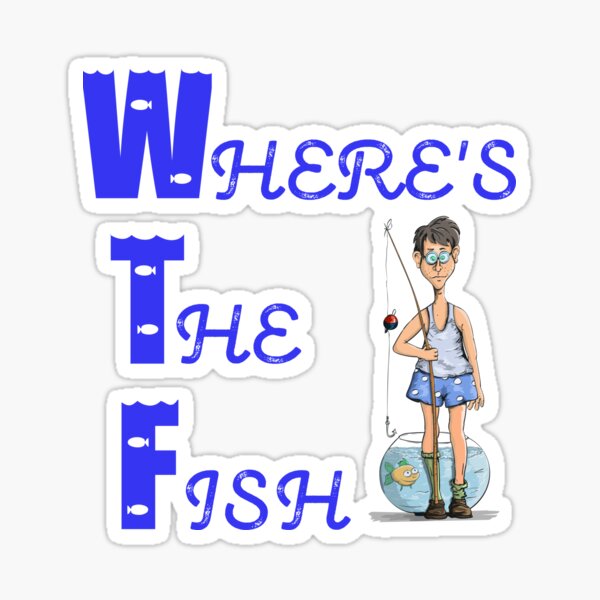 Item preview, Where's The Fish Fisherman With Fishing Pole and a Fish Bowl designed and sold by KeysTreasures.