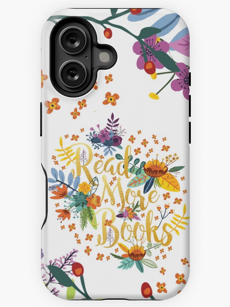 Thumbnail 1 of 4, iPhone Case, Read More Books - Floral Gold designed and sold by eviebookish.
