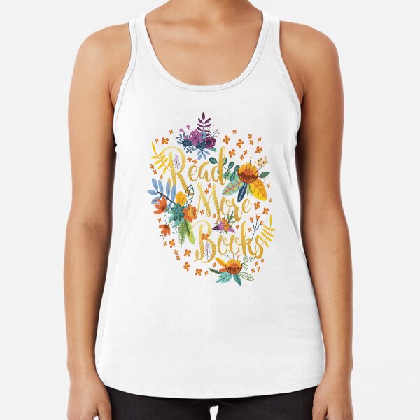 Read More Books - Floral Gold Racerback Tank Top