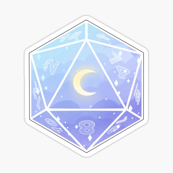 D20 Moon Dice Sticker