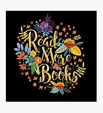 Read More Books - Floral Gold - Black Photographic Print