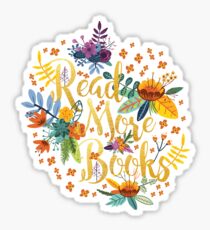 Read More Books - Floral Gold - Black Sticker