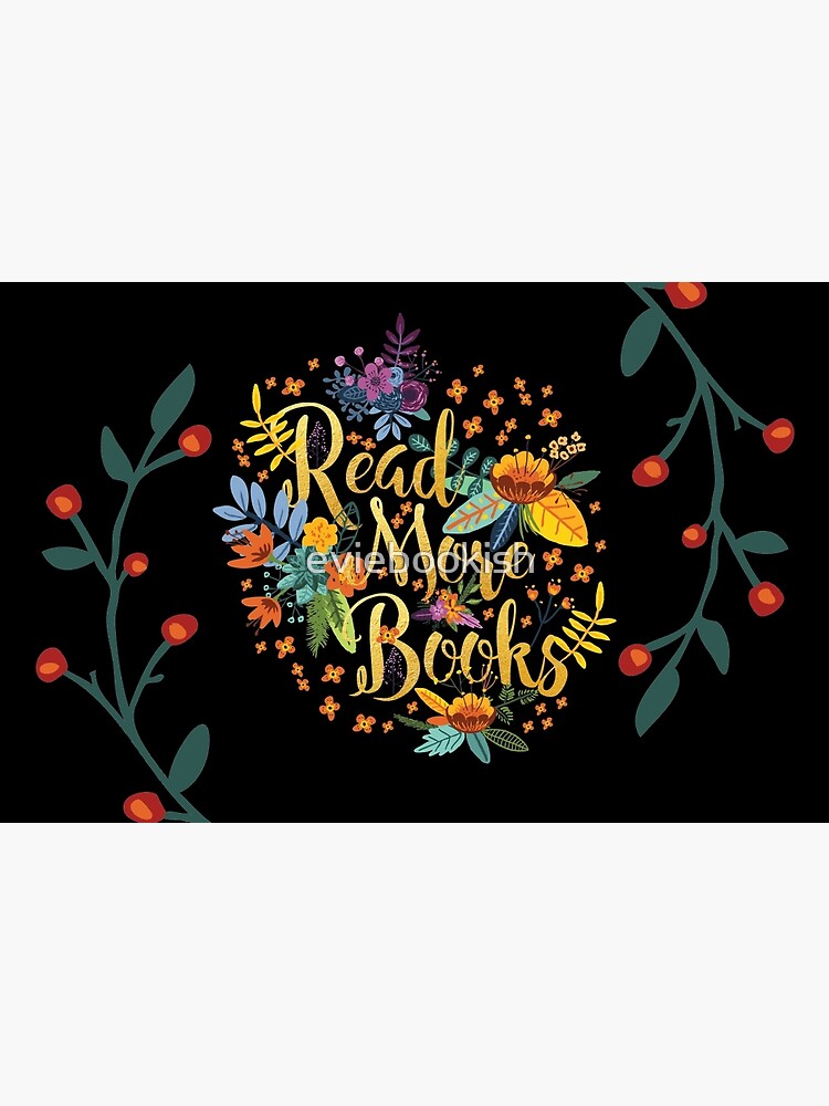 Thumbnail 4 von 4, Täschchen, Lesen Sie mehr Bücher - Floral Gold - Schwarz designt und verkauft von eviebookish.