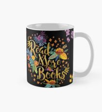 Read More Books - Floral Gold - Black Mug