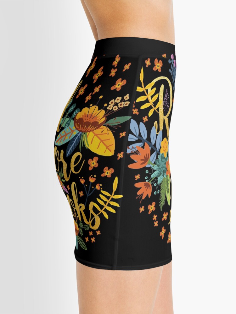Alternate view of Read More Books - Floral Gold - Black Mini Skirt