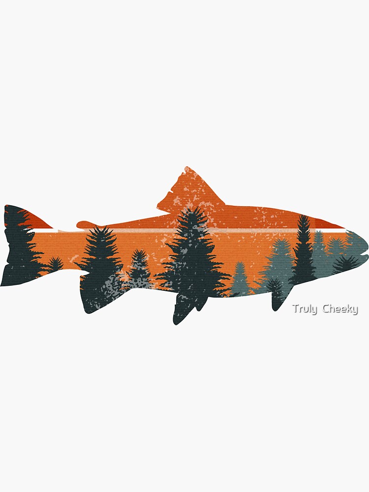 Trout Fly Fishing Nature Outdoor Fisherman Gift Sticker for Sale by Truly  Cheeky