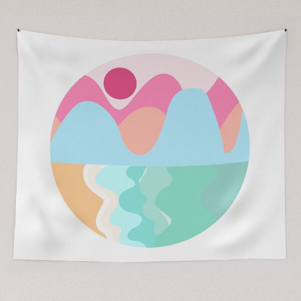 Item preview, Beach Illustration pink and blue tones  designed and sold by Gabrielle Freitas.
