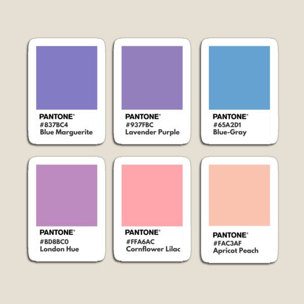 Imán «paleta de tonos pastel violeta, rosa y amarillo muestra de color  pantone» de softlycarol | Redbubble