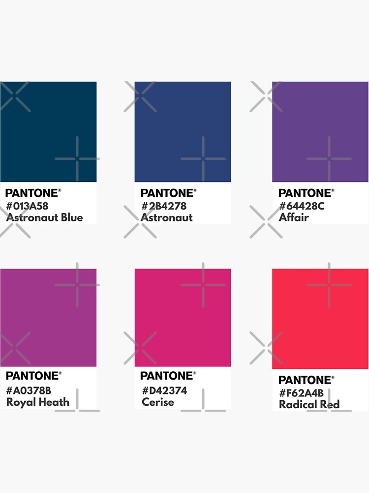 dark blue, purple and red tones palette pantone color swatch