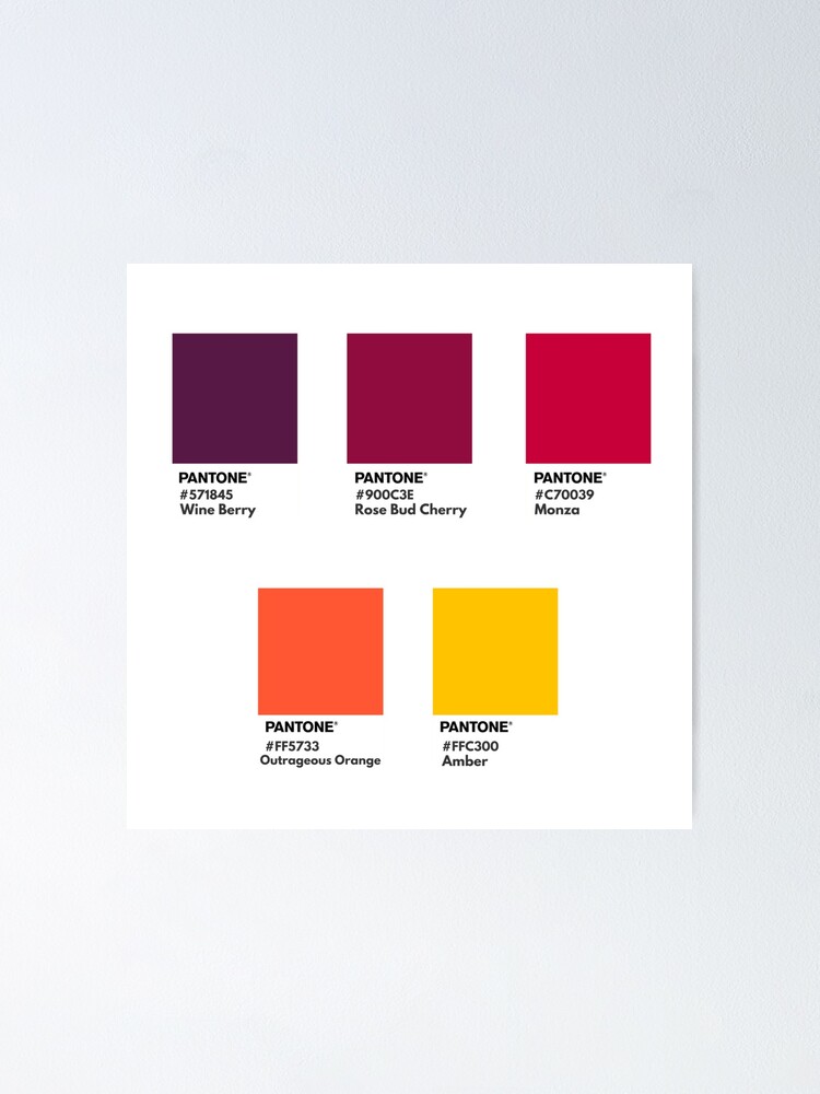 Red To Yellow Gradient Palette Pantone Color Swatch Sticker By