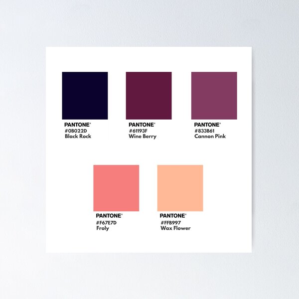 dark to soft pink palette pantone color swatch Poster for Sale by  softlycarol