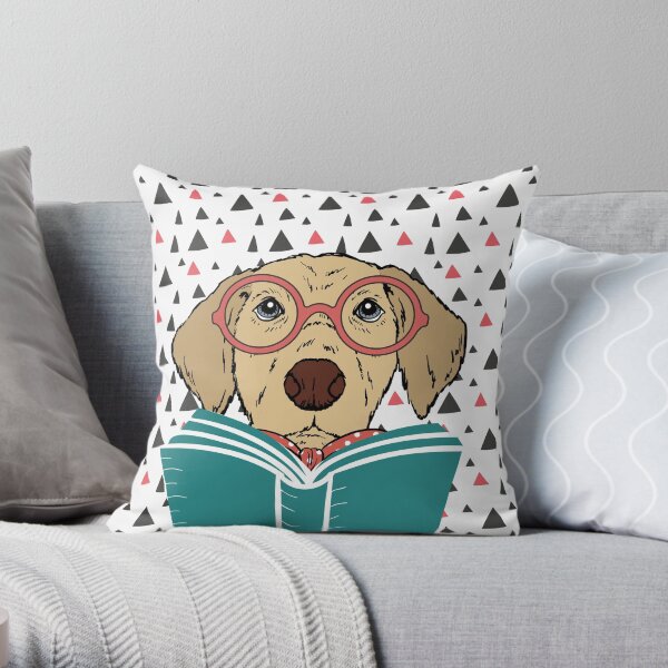 Reading Dog Throw Pillow