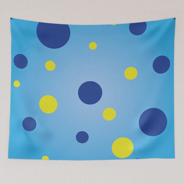 Item preview, Blue Background with Yellow and Dark Blue Circles designed and sold by digoarpi.