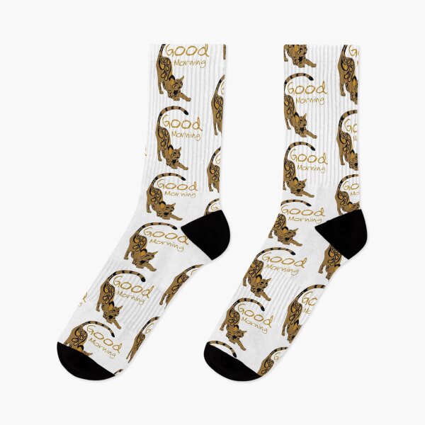 Item preview, Good Morning Orange Paisley Bengal Kitten Yoga Stretching designed and sold by grounds.