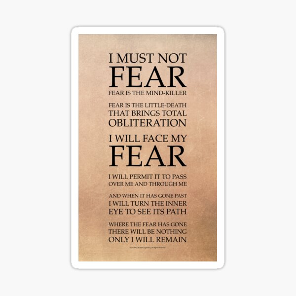 Fear Is The Mind Killer, Dune Litany Sticker