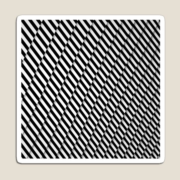 Optical Illusion Diagonal Stripes Face Geometry Pattern (Black