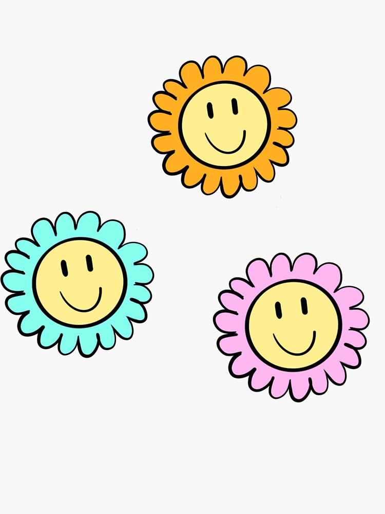 "smiley flowers" Sticker for Sale by sydfink | Redbubble
