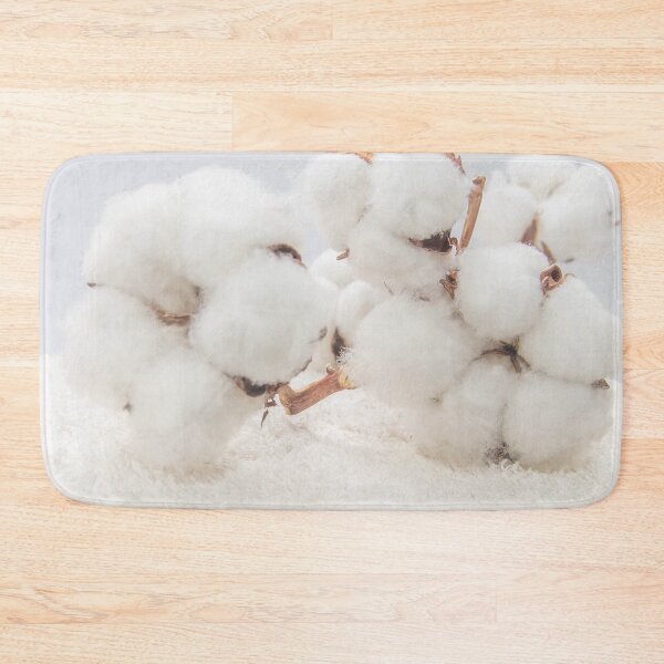 Item preview, white fluffy cotton flowers on a fluffy beige fabric designed and sold by nataliavavilina.