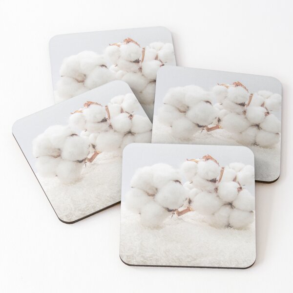 Item preview, white fluffy cotton flowers on a fluffy beige fabric designed and sold by nataliavavilina.