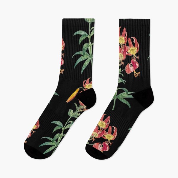 Item preview, Vintage Turban Lily Illustration Hand Drawn Red + Yellow Flower Drawing designed and sold by No AI Classic Vintage Art.