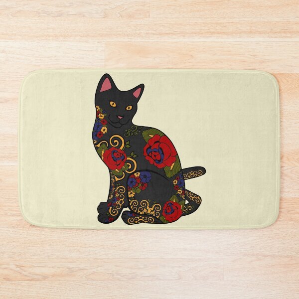 Item preview, Cat with Flower Tattoos designed and sold by Epitome Girl.