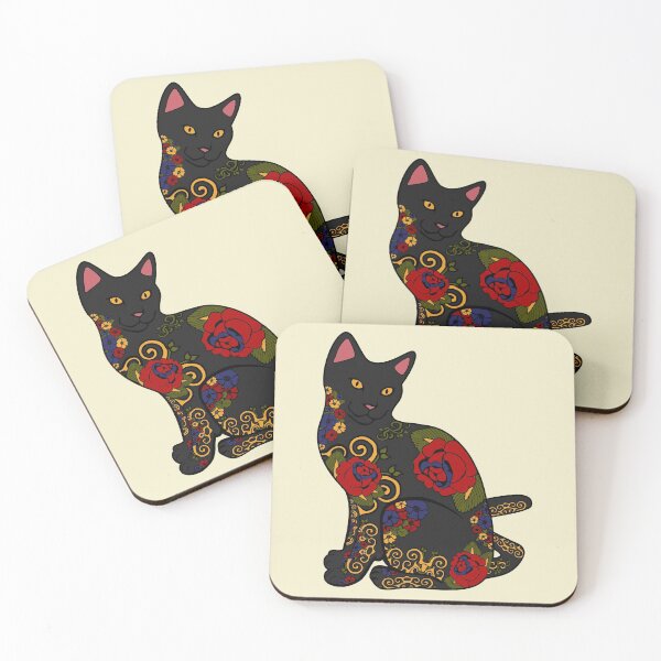 Item preview, Cat with Flower Tattoos designed and sold by Epitome Girl.